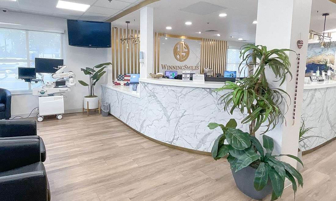 Front desk of winningsmiles custom dentistry & implant center, fontana ca